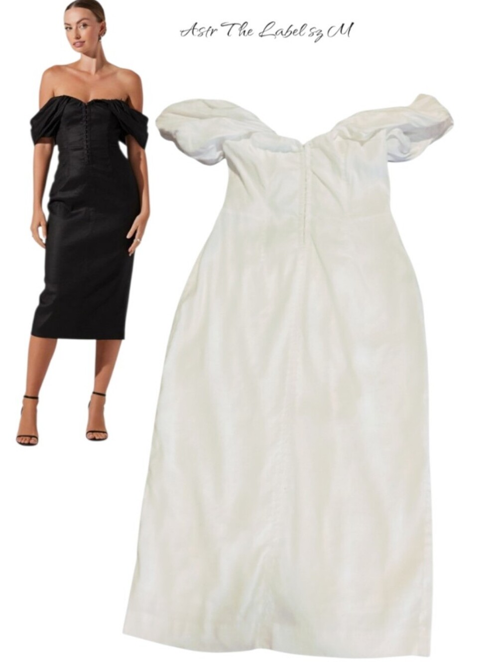 ASTR the Label Opal Off the Shoulder Puff Sleeve Midi Dress White Bridal M